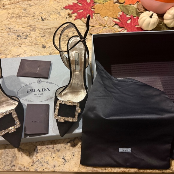 Prada Full Set Strappy Sling Back Heels 38 - Picture 5 of 10